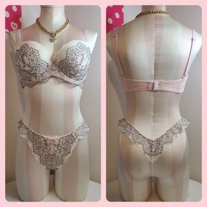 Y2K VS Dream Angels Swarovski Crystal Lace Bra/ Panty Set 32F/med